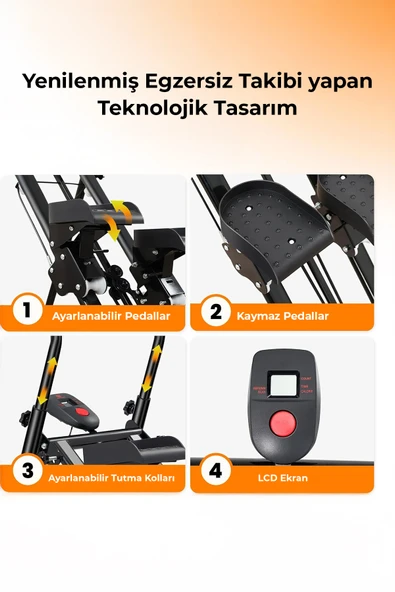 ROBO Katlanabilir Dikey Tırmanma Egzersiz Aleti Yeni Versiyon Siyah - 4