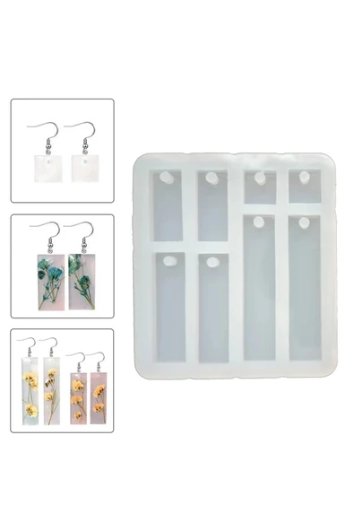 Tinky Winky Epoksi Dikdörtgen Küpe Takı Silikon Kalıbı