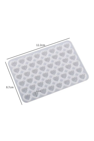 Siliko World Epoksi Silikon Kalıp Çoklu Kalp Bileklik Kolye Halhal Süsleme Kalıbı 2 (İki) Pimli 1,1cm - 4