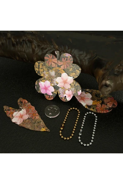 Siliko World Silikon Epoksi Reçine Yaprak Modelleri Küpe Anahtarlık Kalıbı - 5