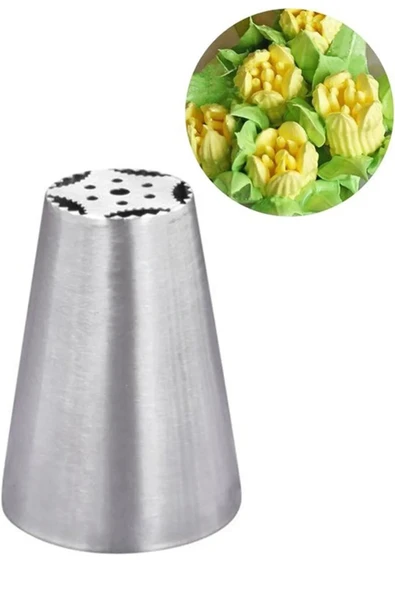 Siliko World Paslanmaz Çelik Krema Sıkma Torbası Ucu , Rus Duyu, 1 Adet+4 Adet Sıkma Torbası - 4