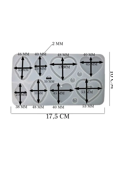 Siliko World Epoksi Kalıp Silikon Kalp Şekiller Küpe Anahtarlık Takı Kalıbı - 3
