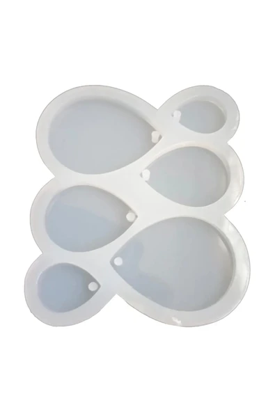 Gold Cake Silikon Epoksi 6 lı Damla Küpe Kolye  Kalıbı - 3