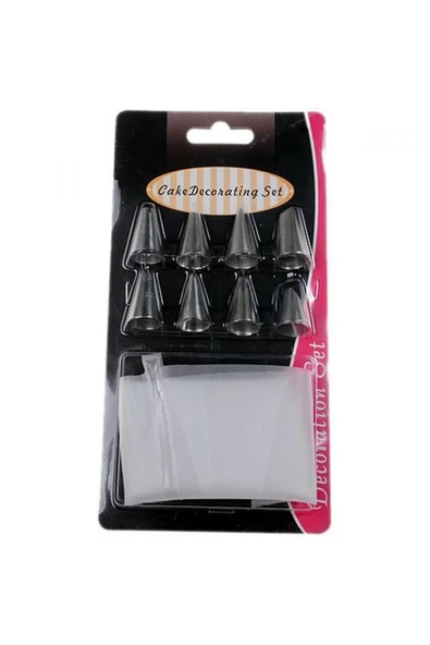 Siliko World Paslanmaz Çelik Krema Sıkma Torbası ve 8 Adet Duy