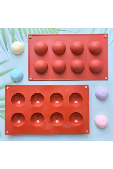 Siliko World 8'li Yarım Küre Muffin, Çikolata, Kek Kalıbı, Silikon 4,8cm