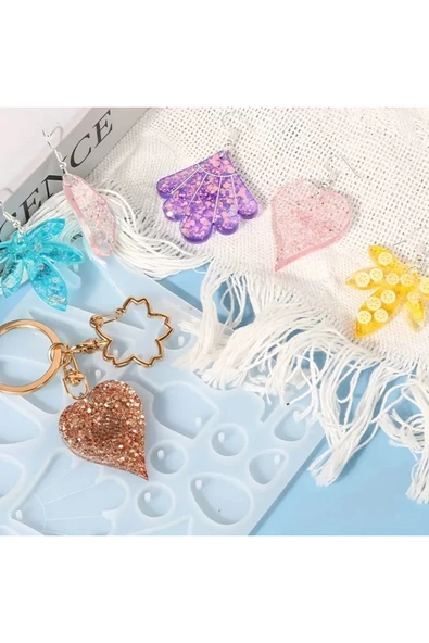Siliko World Silikon Epoksi Reçine Çoklu Kolye Küpe Anahtarlık Kalıbı - 2