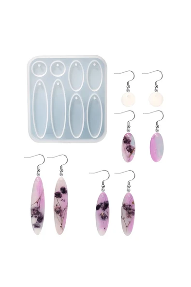 Siliko World Silikon Epoksi 8’li Elips Oval Küpe Kalıbı