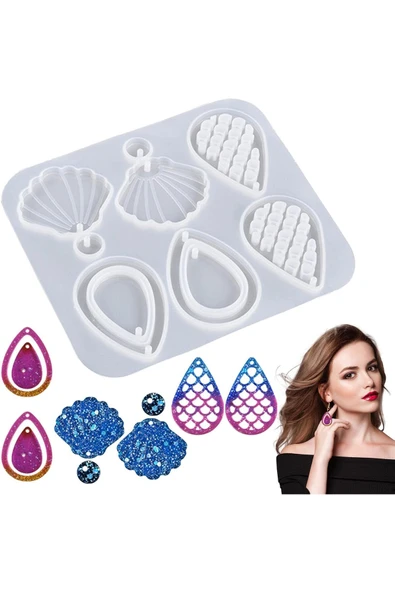 Siliko World Epoksi Reçine Kolye, Küpe, Anahtarlık Çoklu  Silikon Kalıp