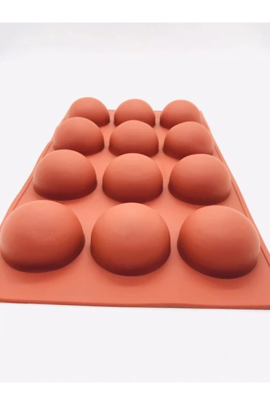 Siliko World Yarım Küre 12'li Silikon Kek Pasta Buz Kalıbı Ürün 4,5cm