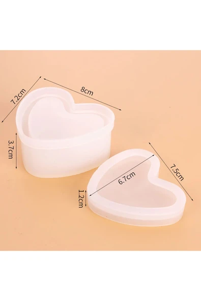 Siliko World Epoksi Kalp Kapaklı Mücevher Takı Kutusu Silikon Kalıbı - 4