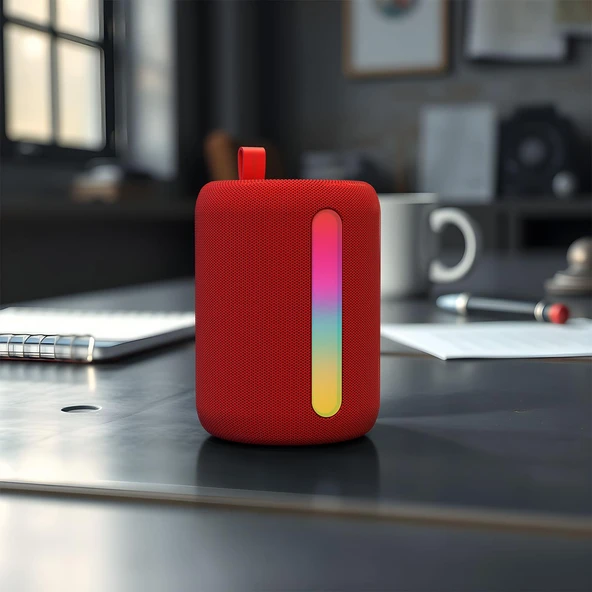 Polosmart PBS228 Işıklı Taşınabilir Kablosuz Bluetooth Speaker Hoparlör 1200 mAh Kırmızı - 4