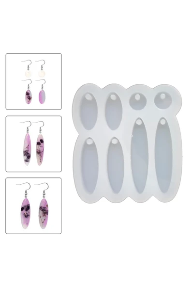 Siliko World Silikon Epoksi 8’li Elips Oval Küpe Kalıbı - 2