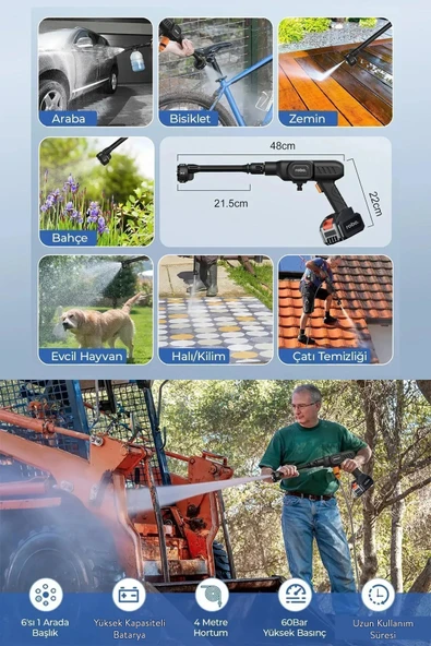 ROBO Şarjlı Ve Yüksek Basınçlı Oto Yıkama Ve Sulama Tabancası - 5