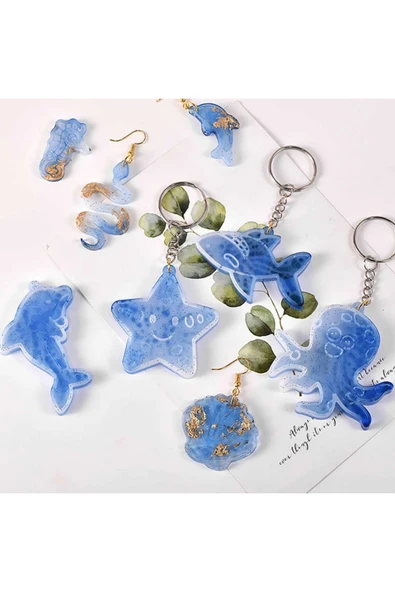 Siliko World Epoksi Silikon Kalıp Deniz Canlıları Anahtarlık Kolye Kalıbı - 5
