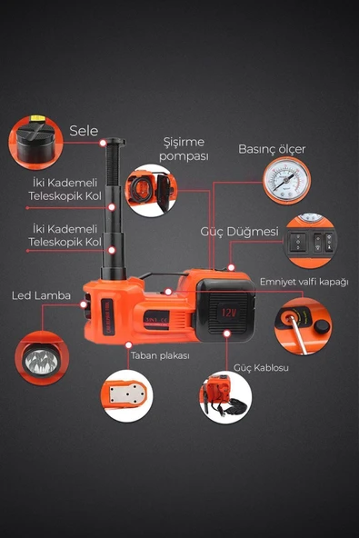 ROBO Elektrikli Hidrolik Kriko Hava Pompası Bijon Anahtarı - 4