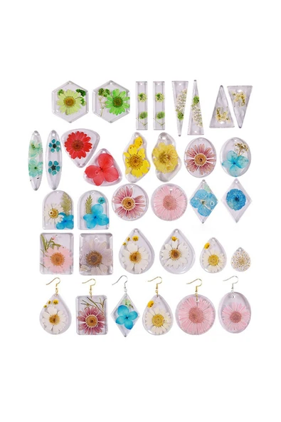 Siliko World Epoksi Silikon Kalıp Çoklu Anahtarlık Damla Üçgen Delikli Kolye Küpe Kalıbı - 6