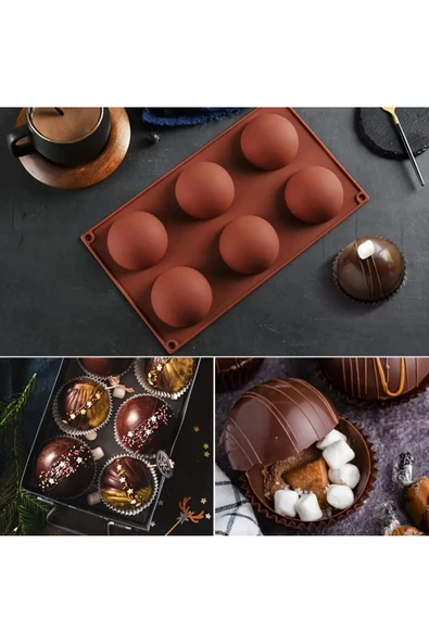 Siliko World Silikon Yarım Küre 6cm Çikolata Kek Kalıbı - 3