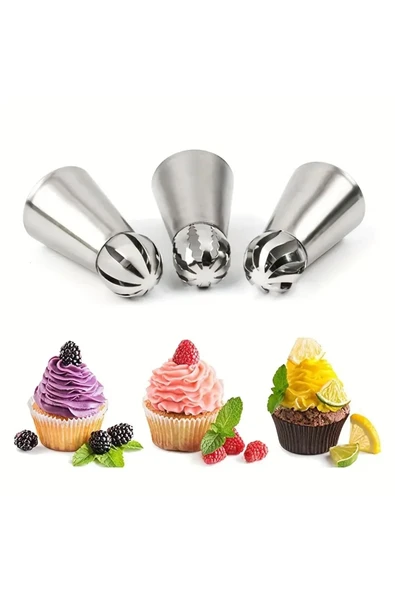 Siliko World Paslanmaz Çelik Krema Sıkma Torbası Ucu (şanti Torbası Ucu, Duy) 1 Adet + 2 Adet Şanti Torbası