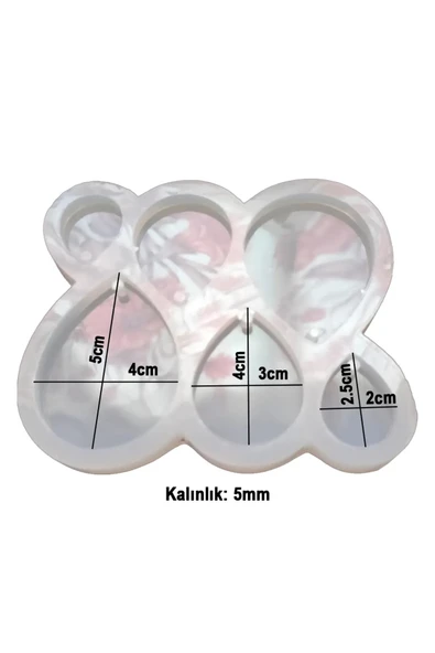 Gold Cake Silikon Epoksi 6 lı Damla Küpe Kolye  Kalıbı - 2