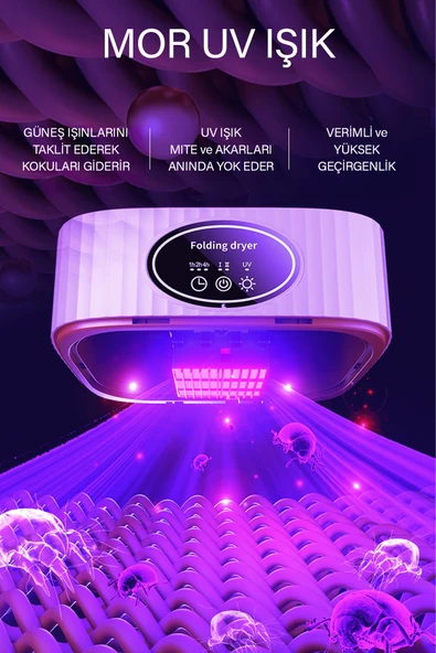 ROBO Katlanır Çamaşır Kurutma Makinesi Pembe - 5