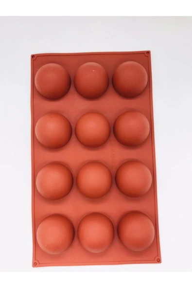 Siliko World Yarım Küre 12'li Silikon Kek Pasta Buz Kalıbı Ürün 4,5cm - 6