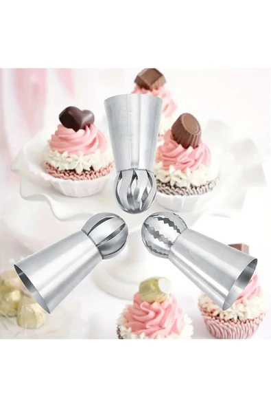 Siliko World Paslanmaz Çelik Krema Sıkma Torbası Ucu (şanti Torbası Ucu, Duy) 1 Adet + 2 Adet Şanti Torbası - 2