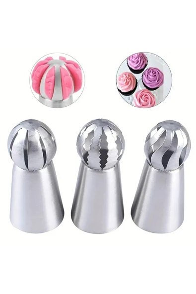 Siliko World Paslanmaz Çelik Krema Sıkma Torbası Ucu (şanti Torbası Ucu, Duy) 1 Adet + 2 Adet Şanti Torbası - 7