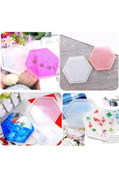 Siliko World Epoksi Beton Altıgen Saksı Bardak Altlığı Silikon Kalıbı