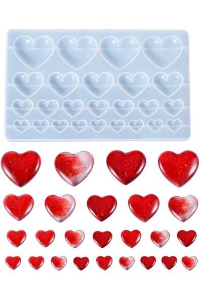 Siliko World Çoklu Kolye Küpe Anahtarlık Bileklik Epoksi Reçine Kalıpları Aşk Şekli 4 Farklı Boy - 4