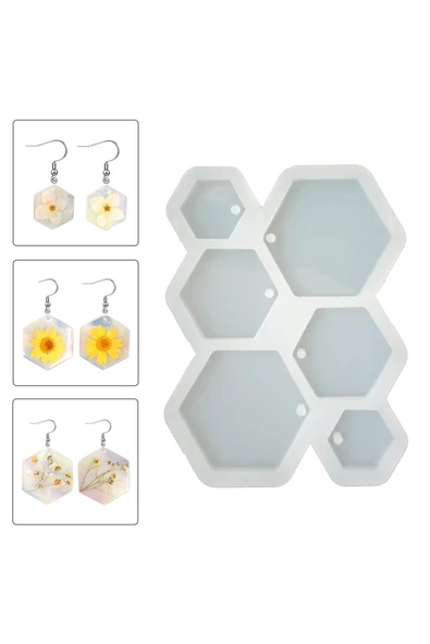 Siliko World Epoksi 6’lı Altıgen Küpe Kalıbı Silikon