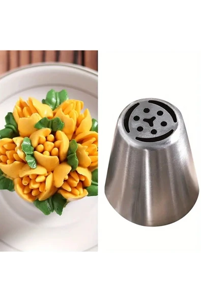 Siliko World Paslanmaz Çelik Krema Sıkma Torbası Ucu , Rus Duyu, 1 Adet+4 Adet Sıkma Torbası