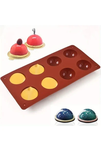 Siliko World 8'li Yarım Küre Muffin, Çikolata, Kek Kalıbı, Silikon 4,8cm - 4