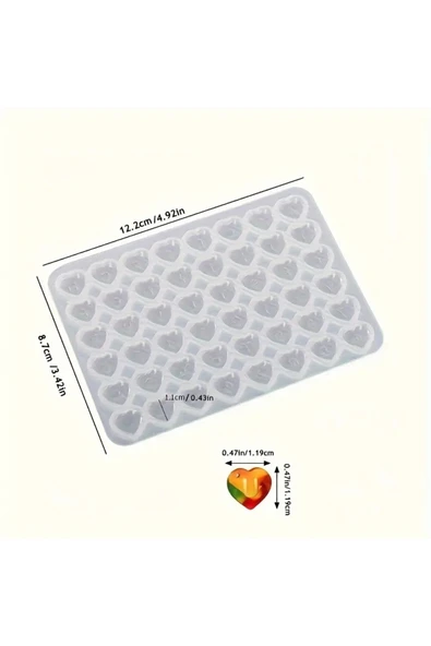 Siliko World Epoksi Silikon Kalıp Çoklu Kalp Bileklik Kolye Halhal Süsleme Kalıbı Tek  Pimli 1,1cm - 4