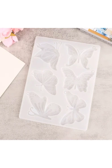 Siliko World Çoklu Kolye Küpe Toka Anahtarlık Epoksi Reçine Silikon Kalıp Kelebek Figürleri - 7