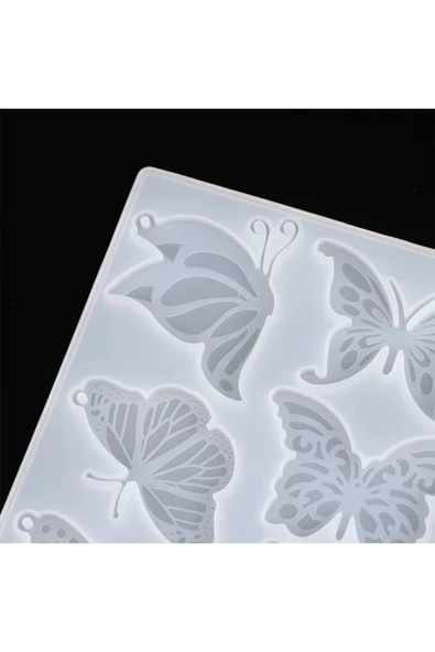 Siliko World Çoklu Kolye Küpe Toka Anahtarlık Epoksi Reçine Silikon Kalıp Kelebek Figürleri - 6