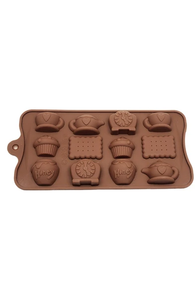 i G KALIP 12Li Silikon Çay Saati Çikolata Kalıbı Ecmelnm573