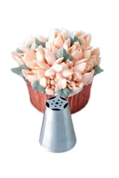 Siliko World Paslanmaz Çelik Krema Sıkma Torbası Ucu Büyük Rus Duyu, 1 Adet+4 Adet Sıkma Torbası