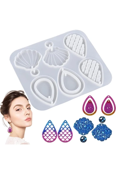 Siliko World Epoksi Reçine Kolye, Küpe, Anahtarlık Çoklu  Silikon Kalıp - 7