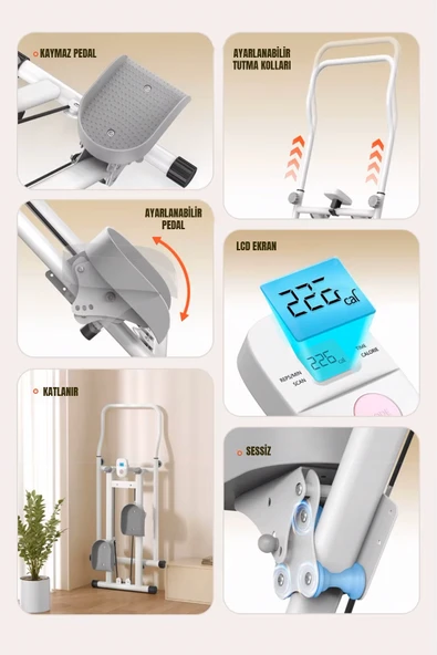 ROBO Katlanabilir Dikey Tırmanma Egzersiz Aleti Yeni Versiyon Beyaz - 2