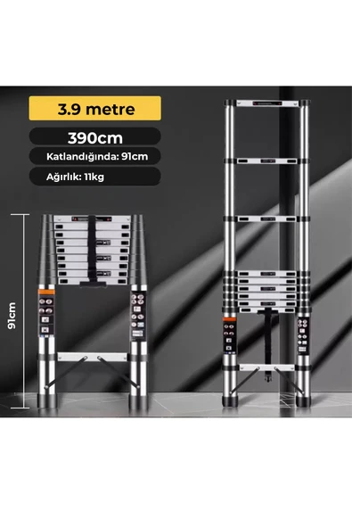 ROBO Paslanmaz Çelik Katlanır Merdiven 3.9 Metre