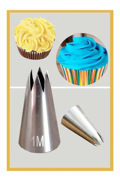 Siliko World Paslanmaz Çelik Krema Sıkma Torbası Ucu (Şanti Torbası Ucu, Çim Duy) 1 Adet + 4 Adet Şanti Torbası