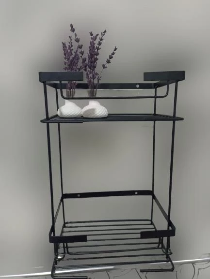 Geseus Paslanmaz 2Gözlü Siyah Banyo Kare Raf Şampuanlık 304 Kalite Çelik-GNRL2018 - 3