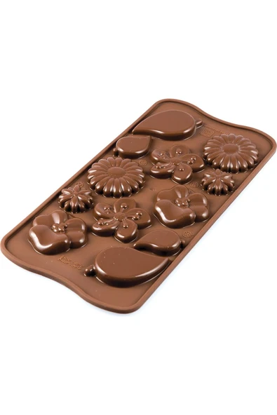 Siliko World Silikon Çikolata Kalıbı Çiçek ve Yaprak Figürleri - 3