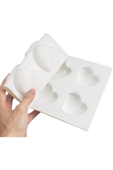 Siliko World Silikon Mus Kalıp Aşk Kalp Şekilli Silikon Sabun Kalıpları Pişirme için 3D Kek Silikon Kalıplar - Resim 4