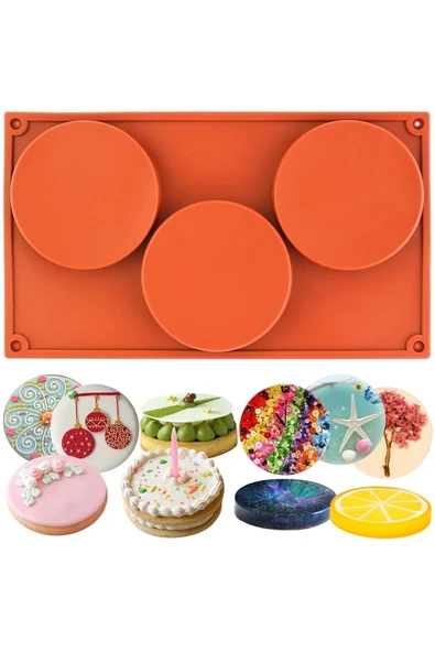 Siliko World Silikon 10cm X 3lü Yuvarlak Tart&kek Epoksi Için Bardak Altı Kalıbı