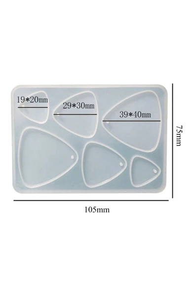 Siliko World Epoksi Silikon Kalıp Çoklu Anahtarlık Üçgen Oval Delikli Kolye Küpe Kalıbı - 2