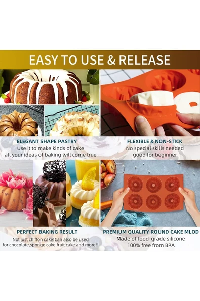 Siliko World Silikon Pasta Kek Ve Kurabiye Kalıbı 6'lı Kek Kalıbı - 6