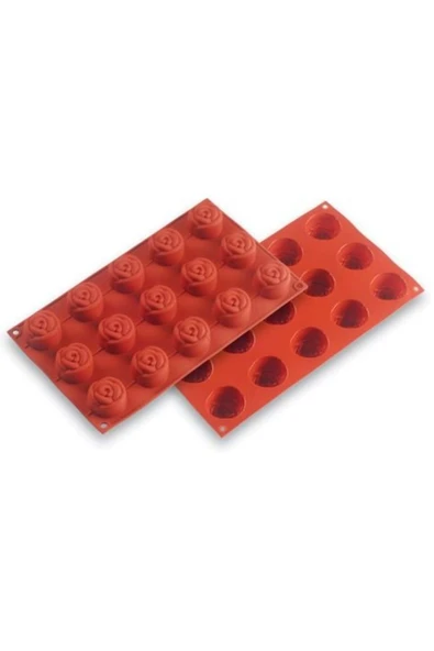 Pasta Gül Silikon Kalıp Çikolata Sabun Kokulu Taş Mum Epoksi Kalıbı 15 Delikli