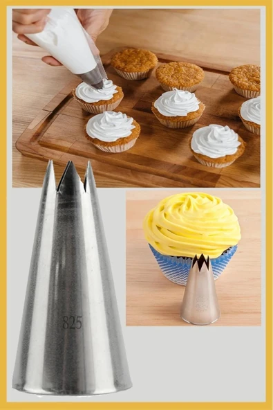 Siliko World Paslanmaz Çelik Krema Sıkma Torbası Ucu (Şanti Torbası Ucu, Çim Duy) 1 Adet + 4 Adet Şanti Torbası