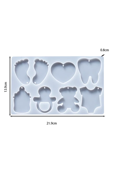 Siliko World Silikon Epoksi Bebek Ayak Emzik Diş Biberon Anahtarlık Kalıbı - 5